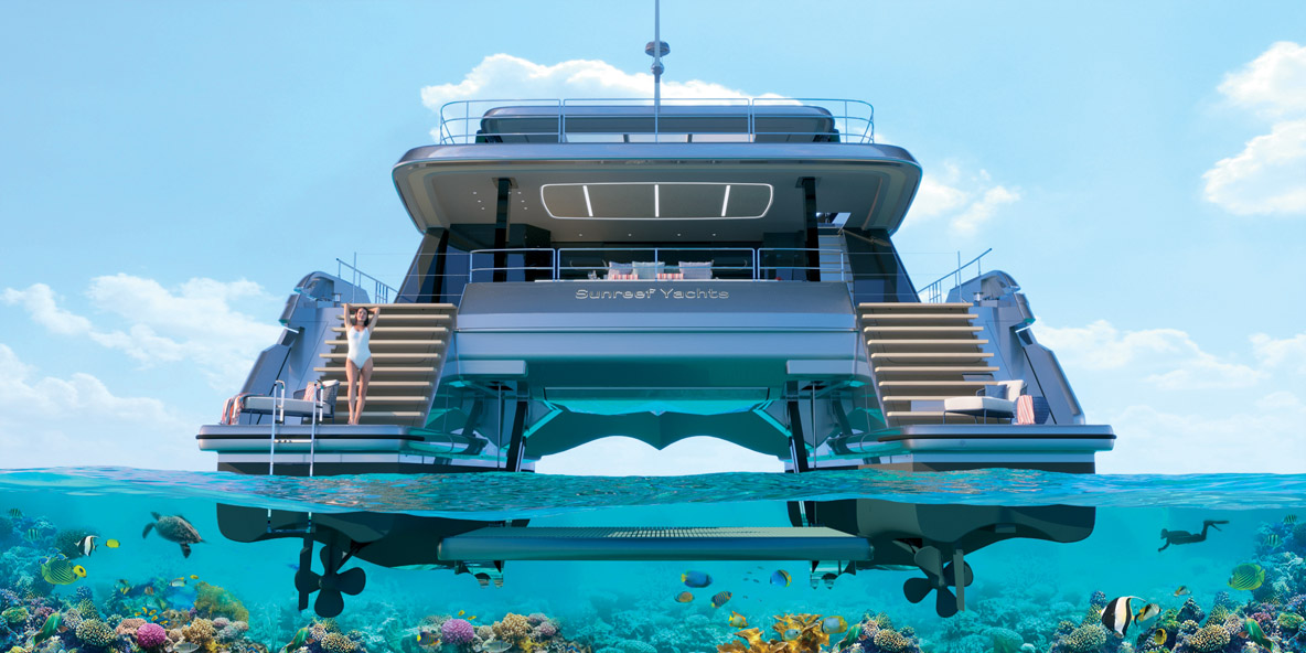 La conception de coques (ici des tunnels d’arbre d’hélice) permet d’optimiser les écoulements – et donc la qualité de la poussée des hélices. Un bon moyen de réduire la consommation d’énergie motrice.