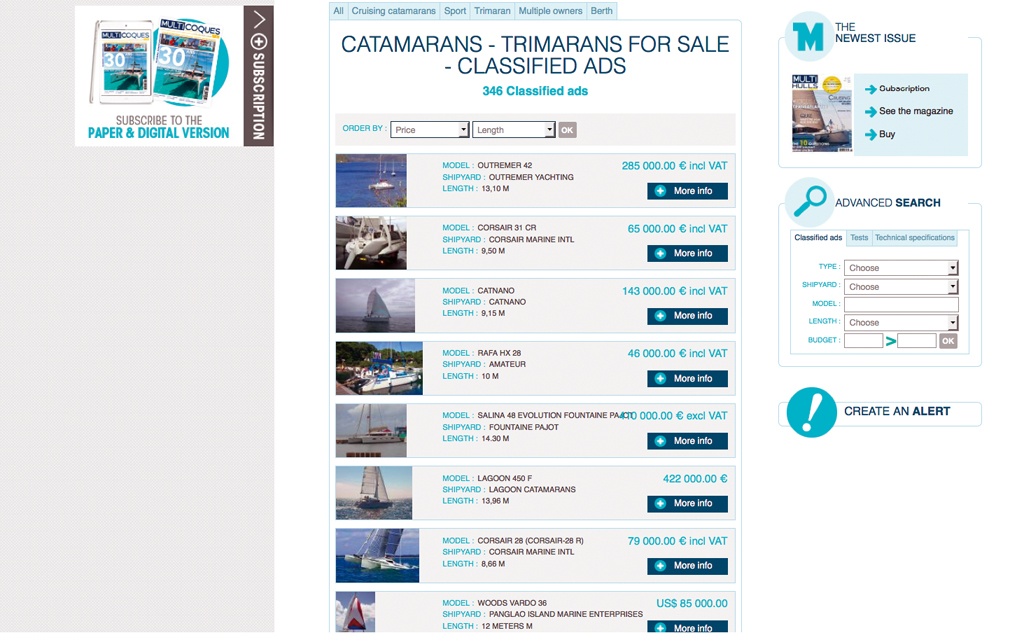 Achat catamarans et trimarans d'occasion