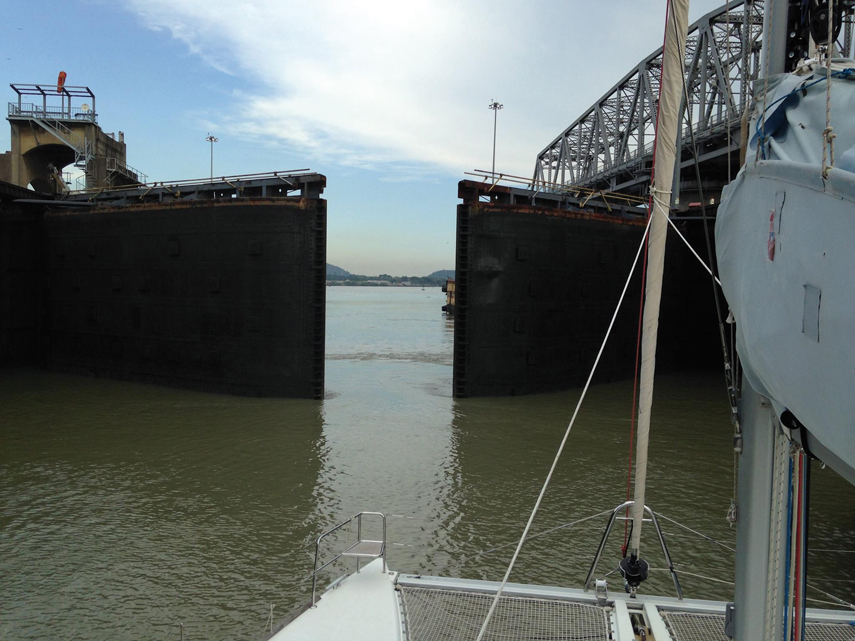 Happy couple sailing