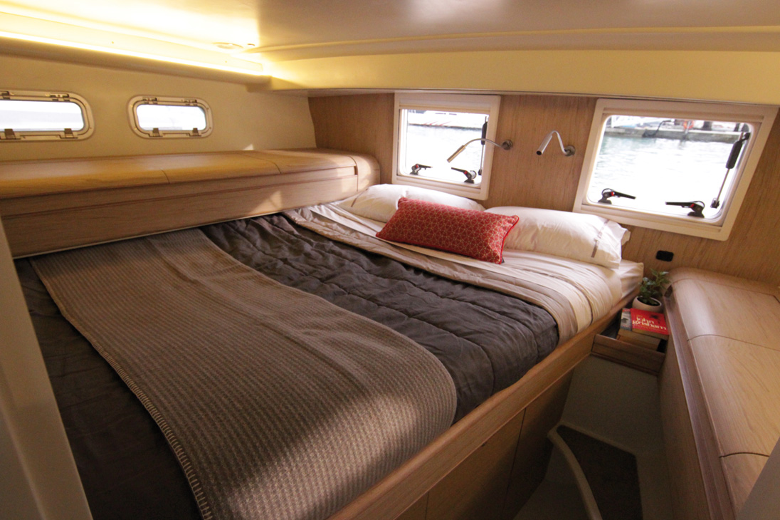 Depuis le lodge arrière (il dispose de sa propre salle d'eau), la vue sur le sillage est séduisante.