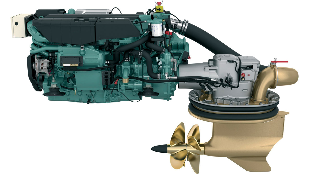 La transmission à pod, comme ici un IPS de chez Volvo est une solution très évoluée sur le plan technologique. Un seul bémol : les hélices sont relativement exposées aux chocs.