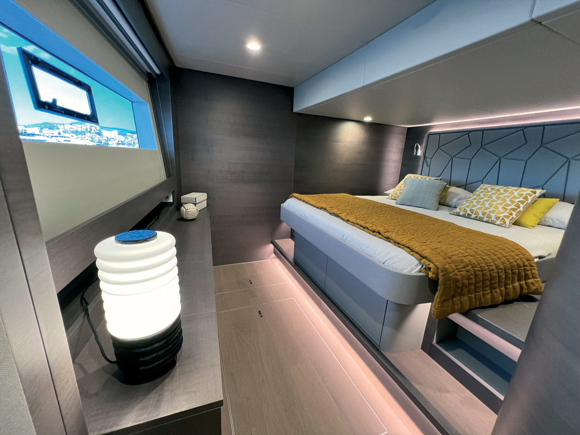 The owner’s cabin is spacious and features a decor that is Zen and modern at the same time.