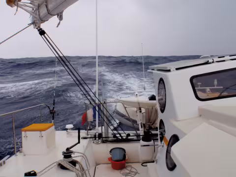 Setting out from Port Moresby in Papua New Guinea, bound for the Torres Strait in a strong wind and choppy sea…