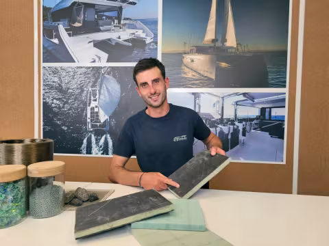 Les matériaux biosourcés et écoresponsables sont l’ADN de Windelo. Le basalte est largement présent dans la structure des coques.