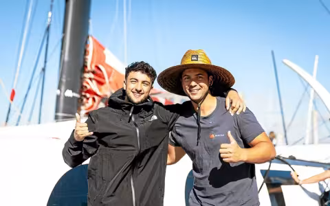 © DR - Inoxtag et Guirec Soudée juste avant leur embarquement à Lorient.