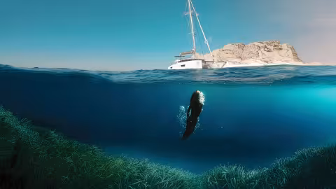 Fountaine Pajot est le premier constructeur de grande série à avoir mis en place une gamme durable de multicoques hybrides ; le chantier s’engage également sur des actions de protection de l’environnement comme la posidonie.