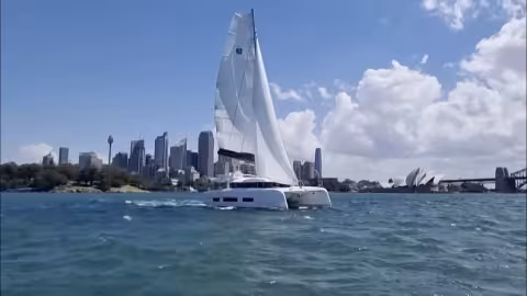 Dufour 48 catamaran - Premières navigations à Sydney pour Multicoques Mag - Teaser essai