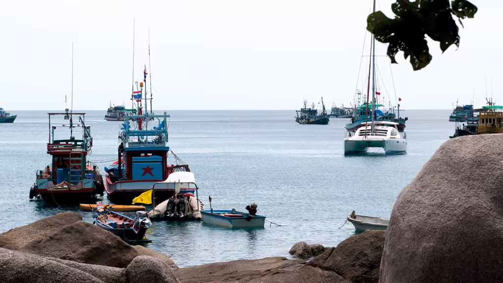 Vos voisins de mouillage seront soit des pêcheurs, soit des bateaux de plongeurs...