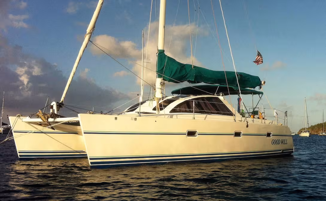 The Lagoon 37 when it was first launched. An attractive boat which really helped to launch the Lagoon shipyard.  