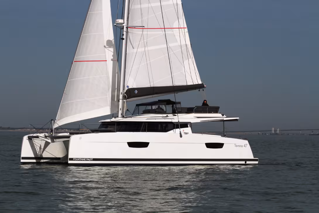 The Tanna 47 is perfectly capable of getting going in light airs but will really reveal the qualities of her hulls in a good breeze and moderate sea.